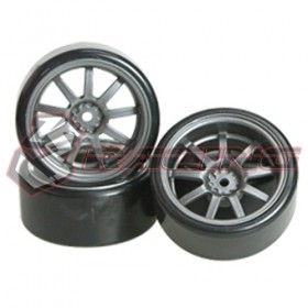 3RACING WH-24/GY 1/10 9 Spoke Wheel & Tyre Set For Drift(5mm Offset) -4pcs - WH-24/GY