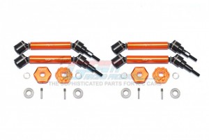 GPM TXMS123AHEX2  ALUMINUM FRONT & REAR ADJUSTABLE CVD DRIVE SHAFT HD HEX ADAPTER +2MM OFFSET 1/10 RC TRAXXAS MAXX - ORANGE - TXMS123AHEX2-OR