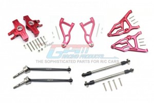 GPM RACING UDR1000 ALUMINUM F UPPER&LOWER ARMS+KNUCKLE ARMS+HARDEN STEEL CVD SST TURNBUCKLE 1/7 UNLIMITED DESERT RACER PRO-SCALE 4X4-85076-4 - RED - UDR1000-R