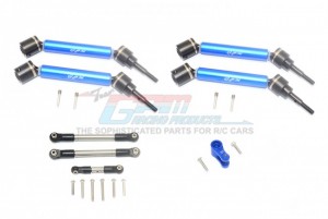 GPM RACING TXMS1625123 STAINLESS STEEL TIE ROD+25T SERVO HORN & STEEL F+R ADJUSTABLE CVD DRIVE SHAFT 1/10 TRAXXAS MAXX - BLUE - TXMS1625123-B