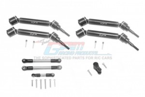 GPM RACING TXMS1625123 STAINLESS STEEL TIE ROD+25T SERVO HORN & STEEL F+R ADJUSTABLE CVD DRIVE SHAFT 1/10 TRAXXAS MAXX - TXMS1625123-BK