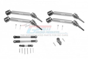 GPM RACING TXMS1625123 STAINLESS STEEL TIE ROD+25T SERVO HORN & STEEL F+R ADJUSTABLE CVD DRIVE SHAFT 1/10 TRAXXAS MAXX - GUN SILVER - TXMS1625123-GS