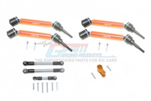 GPM RACING TXMS1625123 STAINLESS STEEL TIE ROD+25T SERVO HORN & STEEL F+R ADJUSTABLE CVD DRIVE SHAFT 1/10 TRAXXAS MAXX - ORANGE - TXMS1625123-OR