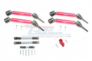 GPM RACING TXMS1625123 STAINLESS STEEL TIE ROD+25T SERVO HORN & STEEL F+R ADJUSTABLE CVD DRIVE SHAFT 1/10 TRAXXAS MAXX - RED - TXMS1625123-R