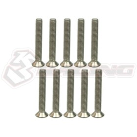 3RACING   TS-FSM2618M M2.6 x 18 Titanium Flat Head Hex Socket - Machine (10 Pcs) - TS-FSM2618M