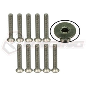 3RACING   TS-FSM320M M3 x 20 Titanium Flat Head Hex Socket - Machine (10 Pcs) - TS-FSM320M