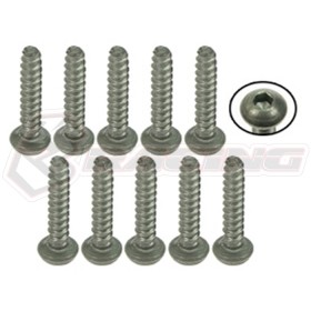3RACING  TS-BSM210S M2 x 10 Titanium Button Head Hex Socket - Self Tapping (10 Pcs) - TS-BSM210S