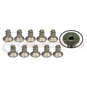 3RACING  TS-FSM204S M2 x 4 Titanium Flat Head Hex Socket - Self Tapping (10 Pcs) - TS-FSM204S