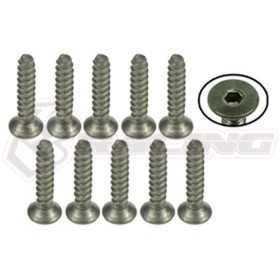 3RACING   TS-FSM210S M2 x 10 Titanium Flat Head Hex Socket - Self Tapping (10 Pcs) - TS-FSM210S