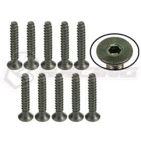 3RACING  TS-FSM318S M3 x 18 Titanium Flat Head Hex Socket - Self Tapping (10 Pcs) - TS-FSM318S