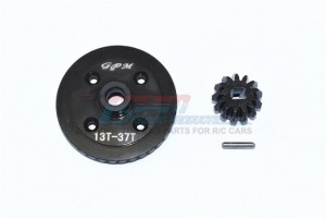 GPM TXMS1200RS STEEL REAR DIFFERENTIAL RING GEAR & PINION GEAR 1/10 TRAXXAS MAXX MONSTER 89076 / 1/8 MAXX SLASH 6S 102076-4 - TXMS1200RS-BK