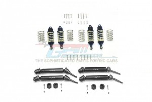 GPM RUS4758077SA F&R ALUMINUM SHOCKS+STEEL #45 AXLE+SPRING STEEL HEX (LOW CENTER OF GRAVITY SET) 1/10 RUSTLER 4X4 VXL-67076-4 - RUS4758077SA-BK
