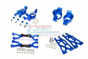 GPM TXM54551921 ALUMINUM FRONT UPPER LOWER ARMS C HUBS KNCUKLE ARMS SET FOR X-MAXX TRAXXAS X-MAXX - BLUE - TXM54551921-B