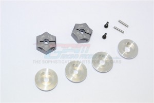 GPM RACING ADT1217/7MM ALUMINIUM HEX ADAPTER FROM 12MM CONVERT  TO 17MM WITH 7MM THICKNESS - GUN SILVER - ADT1217/7MM-GS