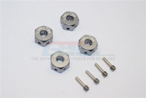 GPM RACING ADT127/4 ALUMINIUM UNIVERSAL HEX ADAPTER 12MMX7MM - GUN SILVER - ADT127/4-GS