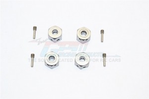 GPM RACING ADT128/4 ALUMINIUM UNIVERSAL HEX ADAPTER 12MMX8MM - GUN SILVER - ADT128/4-GS