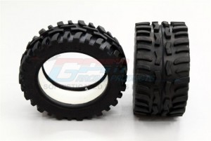 GPM RACING ERV887F/R40G-OC FRONT/REAR RUBBER RADIAL TIRE WITH INSERT (40G) (OFFROAD DIRT HAWG PATTERN)  For TRAXXS 1/16 MINI E-REVO - ERV887F/R40G-OC