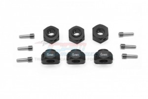 GPM TRX6010/6MM ALUMINUM HEX ADAPTERS 6MM THICK 1/10 TRAXXAS TRX-6 - TRX6010/6MM-BK