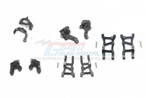 GPM GT1921225556 ALUMINUM F LOWER ARMS  R LOWER ARMS F AND R KNUCKLE ARMS FRONT C HUBS TRAXXAS 1/10 4WD FORD GT4-TEC 2.0 - BLACK - GT1921225556-BK