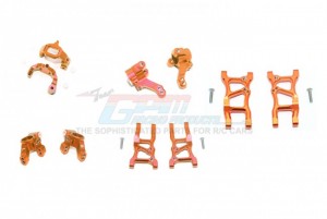 GPM GT1921225556 ALUMINUM F LOWER ARMS  R LOWER ARMS F AND R KNUCKLE ARMS FRONT C HUBS TRAXXAS 1/10 4WD FORD GT4-TEC 2.0 - ORANGE - GT1921225556-OR
