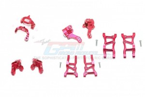 GPM GT1921225556 ALUMINUM F LOWER ARMS  R LOWER ARMS F AND R KNUCKLE ARMS FRONT C HUBS TRAXXAS 1/10 4WD FORD GT4-TEC 2.0 - RED - GT1921225556-R