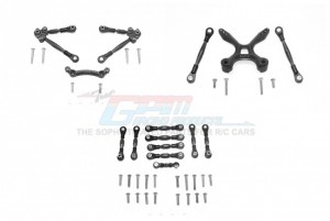 GPM GT049FR160 ALUMINUM FRONT&REAR TIE RODS WITH STABILIZER FOR C HUB +WHOLE CAR TIE RODS TRAXXAS 1/10 4WD FORD GT4-TEC 2.0 - BLACK - GT049FR160-BK