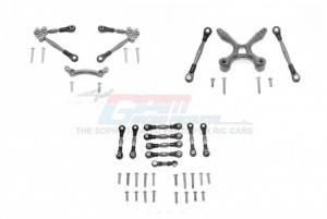 GPM GT049FR160 ALUMINUM FRONT&REAR TIE RODS WITH STABILIZER FOR C HUB +WHOLE CAR TIE RODS TRAXXAS 1/10 4WD FORD GT4-TEC 2.0 - GUN SIVLER - GT049FR160-GS