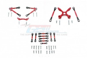 GPM GT049FR160 ALUMINUM FRONT&REAR TIE RODS WITH STABILIZER FOR C HUB +WHOLE CAR TIE RODS TRAXXAS 1/10 4WD FORD GT4-TEC 2.0 - RED - GT049FR160-R