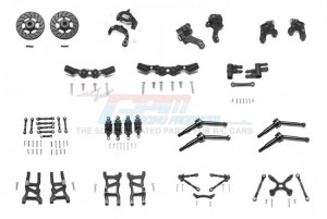 GPM GT1000 ALUMINUM F LOWER ARMS, R LOWER ARMS, F+R KNUCKLE ARMS, FRONT C HUBS,F&R SHOCK TOWERS+ F (53MM)+ R (50MM) OIL FILLED DAMPERS,F&R TIE RODS WITH STABILIZER FOR C HUB +WHOLE CAR TIE RODS+STE TRAXXAS 1/10 4WD FORD GT4-TEC 2.0 - BLACK - GT1000-BK
