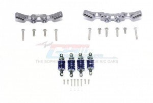 GPM GT28305053 ALUMINUM FRONT&REAR SHOCK TOWERS+ FRONT (53MM)+REAR (50MM) OIL FILLED DAMPERS -28PC SET TRAXXAS 1/10 4WD FORD GT4-TEC 2.0 - GUN SIVLER - GT28305053-GS