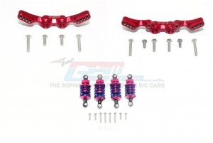 GPM GT28305053 ALUMINUM FRONT&REAR SHOCK TOWERS+ FRONT (53MM)+REAR (50MM) OIL FILLED DAMPERS -28PC SET TRAXXAS 1/10 4WD FORD GT4-TEC 2.0 - GT28305053-R