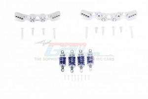 GPM GT28305053 ALUMINUM FRONT&REAR SHOCK TOWERS+ FRONT (53MM)+REAR (50MM) OIL FILLED DAMPERS -28PC SET TRAXXAS 1/10 4WD FORD GT4-TEC 2.0 - SILVER - GT28305053-S