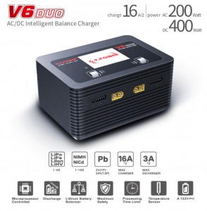 GT POWER V6DUO Charger AC 200W / DC400W Li-Po 1-6S - 