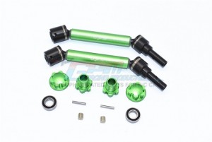 GPM TXMS123F/RB  ALUMINUM FRONT/REAR ADJUSTABLE CVD DRIVE SHAFT W/ HEX ADAPTER WHEEL LOCK FOR 1/10 RC TRAXXAS MAXX MONSTER TRUCK - GREEN - TXMS123F/RB-G
