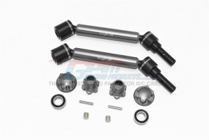 GPM TXMS123F/RB  ALUMINUM FRONT/REAR ADJUSTABLE CVD DRIVE SHAFT W/ HEX ADAPTER WHEEL LOCK FOR 1/10 RC TRAXXAS MAXX MONSTER TRUCK - GUN SILVER - TXMS123F/RB-GS