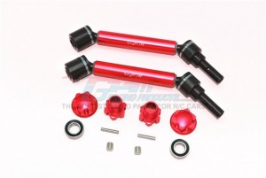 GPM TXMS123F/RB  ALUMINUM FRONT/REAR ADJUSTABLE CVD DRIVE SHAFT W/ HEX ADAPTER WHEEL LOCK FOR 1/10 RC TRAXXAS MAXX MONSTER TRUCK - RED - TXMS123F/RB-R