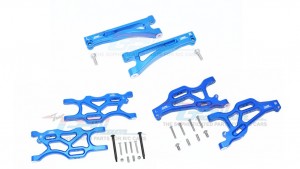GPM MAM0545556 ALUMINIUM FRONT / REAR UPPER & LOWER Suspension Arm SET ARRMA 1/7 RC EP 4WD MOJAVE 6S BLX TRUCK - BLUE - 