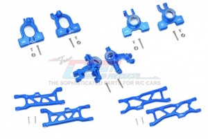 GPM RACING MAKS100 ALLOY FRONT C-HUBS  FRONT AND REAR KNUCKLE ARMS AND FRONT &REAR LOWER ARMS 1/10 4WD ARRMA KRATON 4X4 4S BLX ARA102690 - BLUE - MAKS100-B