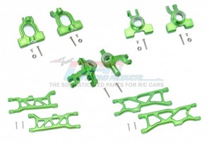 GPM RACING MAKS100 ALLOY FRONT C-HUBS  FRONT AND REAR KNUCKLE ARMS AND FRONT &REAR LOWER ARMS 1/10 4WD ARRMA KRATON 4X4 4S BLX ARA102690 - GREEN - MAKS100-G