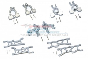 GPM RACING MAKS100 ALLOY FRONT C-HUBS  FRONT AND REAR KNUCKLE ARMS AND FRONT &REAR LOWER ARMS 1/10 4WD ARRMA KRATON 4X4 4S BLX ARA102690 - GUN SILVER - MAKS100-GS