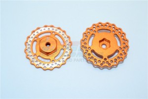 ALUMINIUM FRONT WHEEL HEX WITH BRAKE DISK AXIAL-1/18 YETI JR - Orange - MYT010AF/D-OR