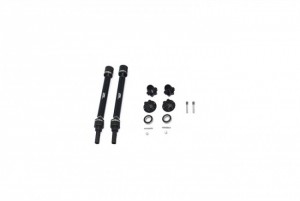 GPM HD FRONT / REAR ADJUSTABLE CVD DRIVE SHAFT W/ HEX ADAPTER AND WHEEL LOCK FOR TRAXXAS 1/10 MAXX +20MM WIDENING KIT - BLACK - TXMS143F/RS--BK