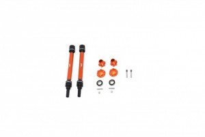 GPM HD FRONT / REAR ADJUSTABLE CVD DRIVE SHAFT W/ HEX ADAPTER AND WHEEL LOCK FOR TRAXXAS 1/10 MAXX +20MM WIDENING KIT - ORANGE - TXMS143F/RS--OR