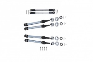 GPM RACING TXMS143FRS ALUMINUM F / R CVD DRIVE SHAFT / HEX ADAPTER / WHEEL LOCK STEEL ADJUSTABLE FRONT STEERING TIE ROD For 1/10 TRAXXAS MAXX +20MM WIDENING KIT - GUN SILVER - TXMS143FRS-GS