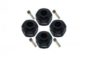 GPM SCX3010/+3M ALUMINUM WHEEL HEX ADAPTERS +3mm 1/10 Axial SCX10 III / Axial Capra 1.9 - SCX3010/+3M-BK