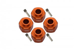 GPM SCX3010/+3M ALUMINUM WHEEL HEX ADAPTERS +3mm 1/10 Axial SCX10 III / Axial Capra 1.9 - ORANGE - SCX3010/+3M-OR