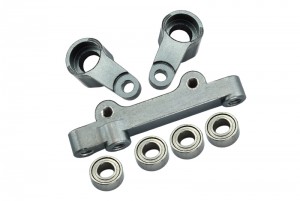 GPM LM048 ALUMINUM STEERING ASSEMBLY W/ BALL BEARING TEAM LOSI 1/18 2WD MINI-T 2.0 STADIUM TRUCK LOS01015 - GUN SILVER - LM048-GS