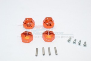 GPM GT010/12X7MM ALUMINUM HEX ADAPTERS 7MM THICK TRAXXAS 1/10 4WD FORD GT4-TEC 2.0 / 4-TEC 3.0 93054-4 - Orange - GT010/12X7MM-OR
