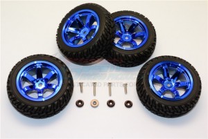 PLASTIC 6 POLES WHEELS AND TIRES AXIAL 1/18 YETI JR - Blue - MYT88906/4-B