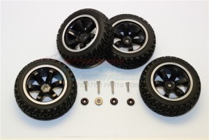 PLASTIC 6 POLES WHEELS AND TIRES AXIAL 1/18 YETI JR - MYT88906/4-BK